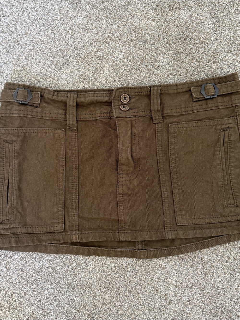 Y2K  Brown Utility Mini Skirt